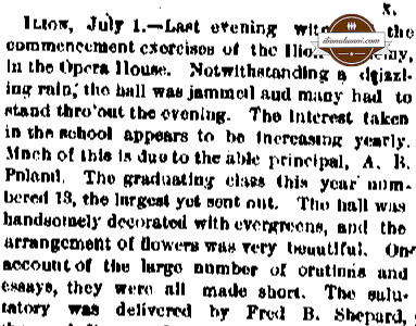 Utica Morning Herald - IHS Academy 1882
