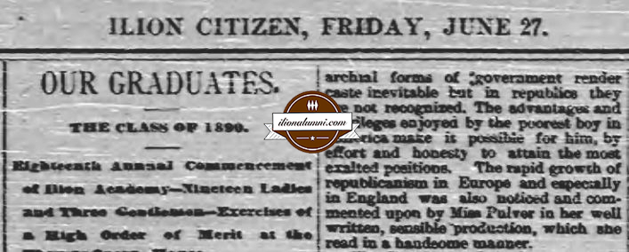 Ilion Citizen Ilion High School - Class of 1890