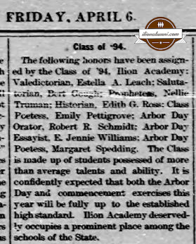Ilion Citizen IHS Graduates 1894 