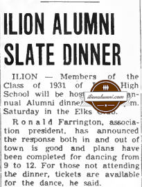 
Herkimer Evening Telegram Ilion Alumni Slate Dinner 1906