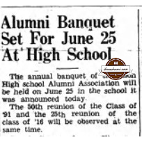 Ilion Sentinel - Alumni Banquet Set For June 25 At High School - 1906