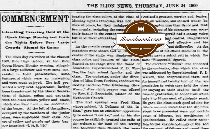 Ilion News - June 24, 1909 Class of 1909