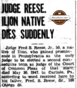 The Ilion Sentinel - Judge Fred S. Reese IHS Graduate 1914