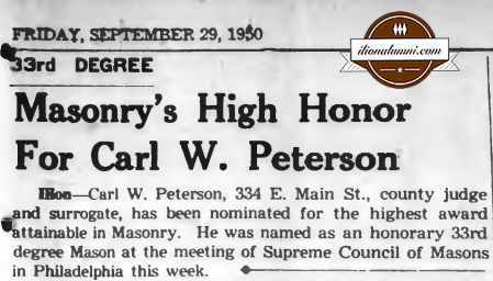 Masonry's High Honor For Carl W. Peterson - 1916