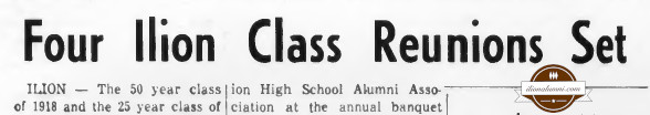 The Herkimer Evening Telegram Four Ilion Class Reunions Set 1918