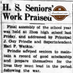 Ilion High's Class of 1943 H. S. Seniors' Work Praised