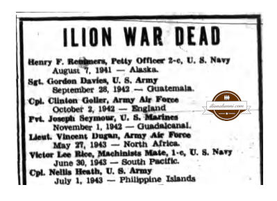 Ilion Sentinel - IHS 1945 - Ilion War Dead