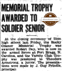 Ilion Sentinel - Memorial Trophy Awarded to Soldier Senior 1945