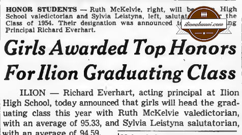 The Ilion Sentinel IHS Graduation 1954