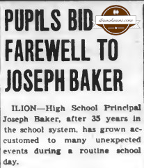 Herkimer Evening Telegram - 1958 - Pupils Bid Farewell to Joseph Baker