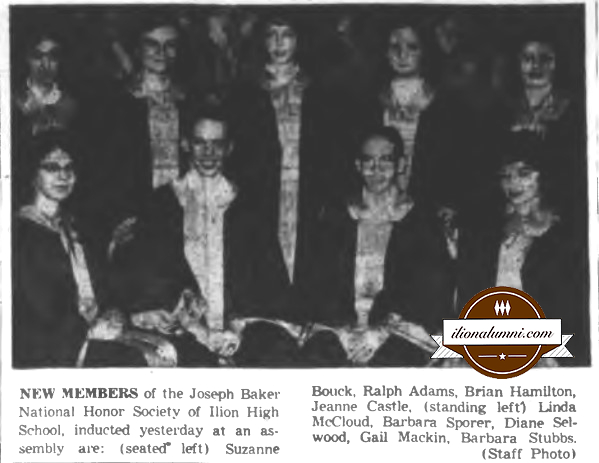 Herkimer Evening Telegram - 1961 - New Members of the Joseph Baker National Honor Society of Ilion High School