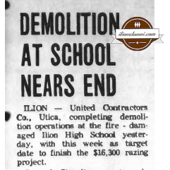 Herkimer Evening Telegram 1964 Ilion High - Demolition At School Nears End