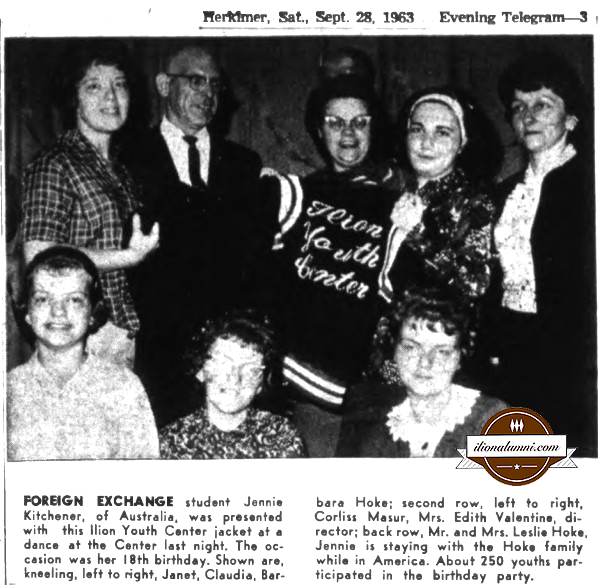 Herkimer Evening Telegram - Foreign Exchange student Jennie Kitchener - 1964 Ilion High
