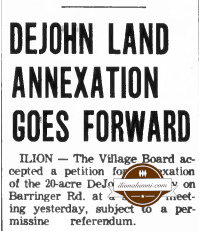 Herkimer Evening Telegram - DeJohn Land Annexation Goes Forward - 1963