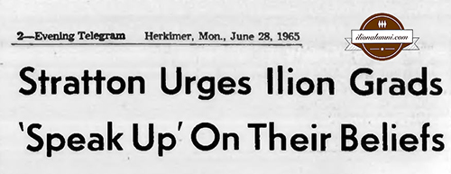 Herkimer Evening Telegram - Stratton Urges Ilion Grads 'Speak Up' On Their Beliefs - IHS 1965