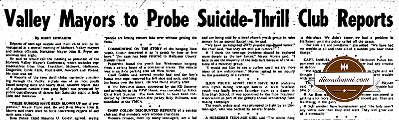 Utica Daily Press - Valley Mayors to Probe Suicide-Thrill Club Reports - 1965