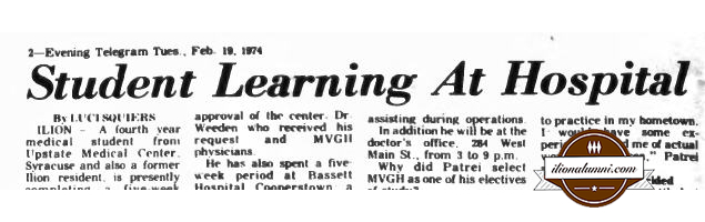 Herkimer Evening Telegram - Student Learning At Hospital - IHS Senior 1966