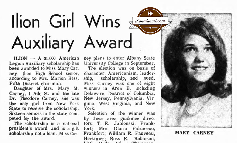 Herkimer Evening Telegram - Ilion Girl Wins Auxiliary Award - 1967
