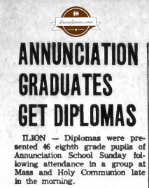 Herkimer Evening Telegram - Annunciation Graduates Get Diplomas 1963 - 1967
