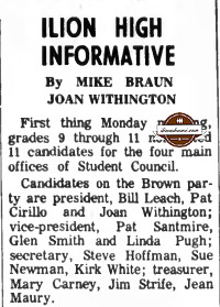 Herkimer Evening Telegram - Ilion High Informative - By Mike Braun, Joan Withington - 1967