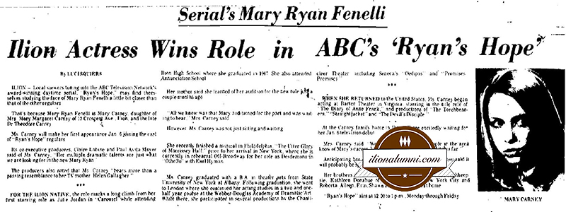 Utica Daily Observer - Ilion Actress Wins Role - IHS 1967