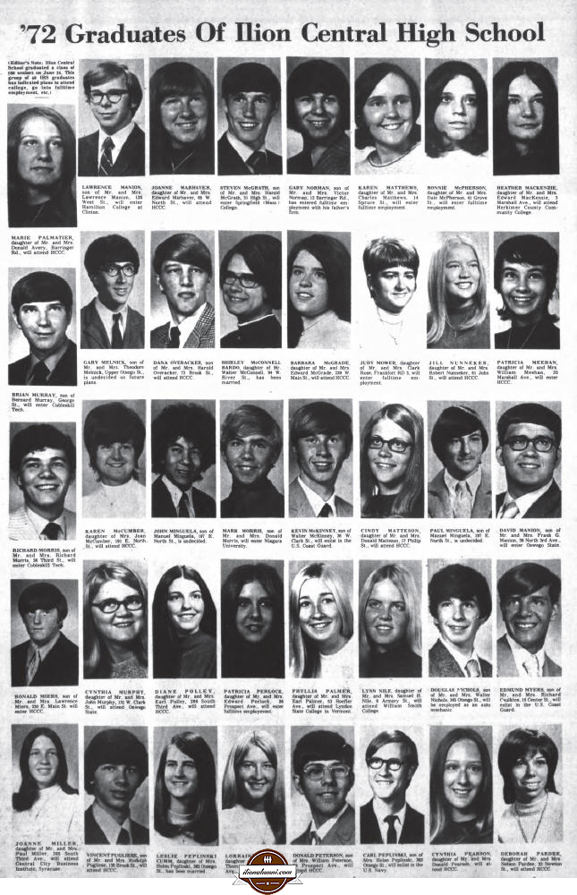 Herkimer Evening Telegram - IHS Seniors 1972 Graduates Plan Further Studies