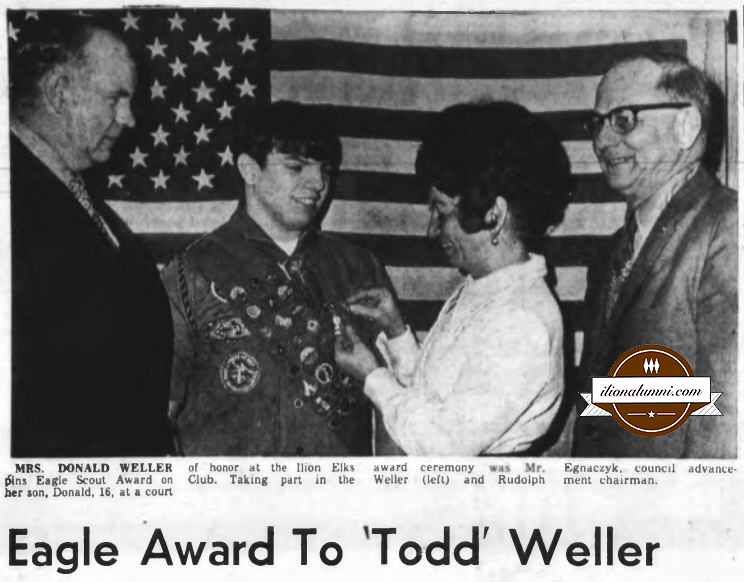 The Herkimer Evening Telegram - Eagle Award To 'Todd' Weller - Class of 1972