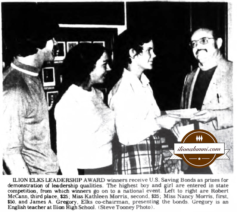Herkimer Evening Telegram - Ilion Elks Leadership Award - 1974