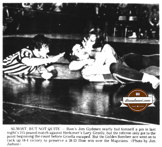Herkimer Evening Telegram - Scholastic Wrestling Ilion 28  Herkimer 23 - Class of 1974
