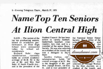 Herkimer Evening Telegram - Name Top Ten Seniors At Ilion Central High - 1975