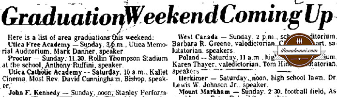 Utica Observer Dispatch - Graduation Weekend Coming Up - 1976