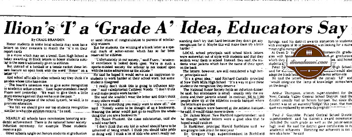 Utica Daily Press - Ilion's 'I' a 'Grade A' Idea - 1981
