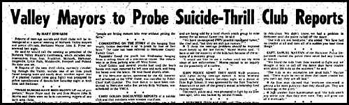 1965 Ilion Teen Suicide Club Rumor