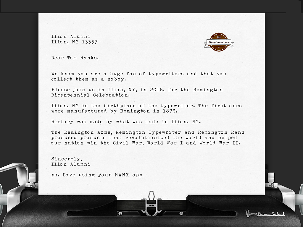 Invitation to Tom Hanks