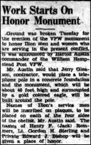 1942 Ilion VFW Monument