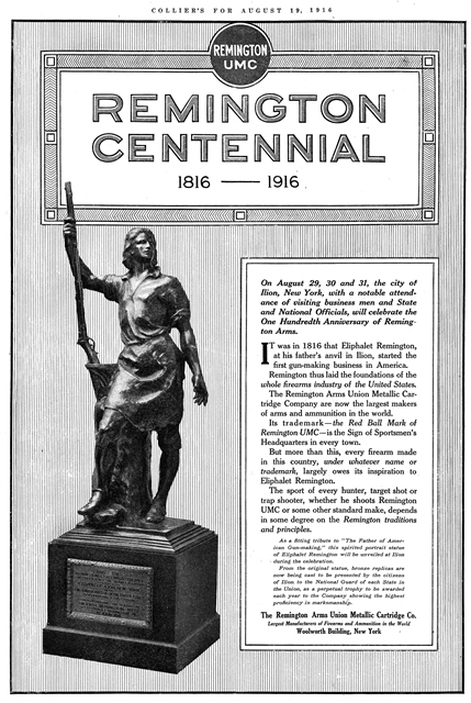 Colliers Magazine - August 19, 1916 - Remington Centennial Statue Colliers Magazine - August 19, 1916 - Remington Centennial Statue