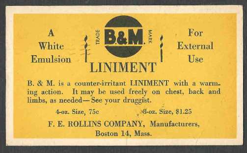 B & M Liniment Label