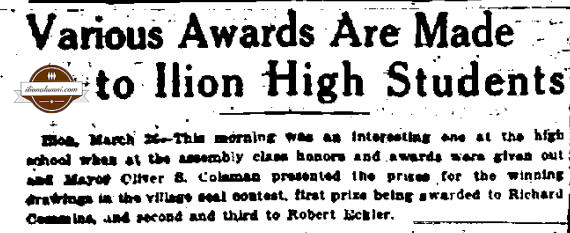 IHS 1931 Richard Comins Village Seal Contest Winner