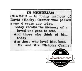 Herkimer Telegram - Rocky Cramer Memorial Poem - 1946 Herkimer Telegram - Rocky Cramer Memorial Poem - 1946