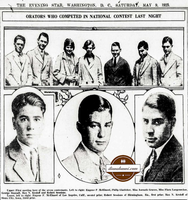 May 9, 1925 - Washington DC Evening Star - Orators Who Competed May 9, 1925 - Washington DC Evening Star - Orators Who Competed