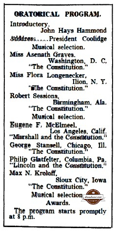 May 8, 1925 - The National Oratorical Contest Program - Washington  DC