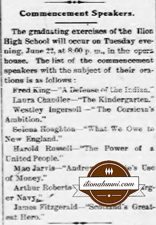The Ilion News - Ilion High School Class of 1909 Commencement Speakers
