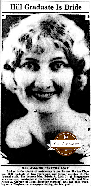 The Syracuse Journal - Hill Graduate Is Bride - Mrs. Marion Clayton Link - IHS Class of 1924