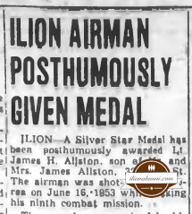 Herkimer Evening Telegram - Ilion Airman Posthumously Given Medal - 1946