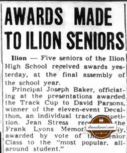 Herkimer Evening Telegram IHS Graduates 1951 Awards Made to Ilion Seniors