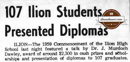 Herkimer Evening Telegram 78 Ilion Graduates, Six In Service, Get Diplomas 1959