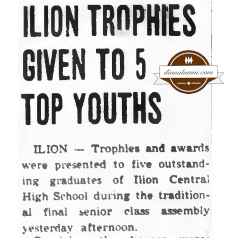 Herkimer Evening Telegram - Ilion Trophies Given to 5 Top Youths - 1961