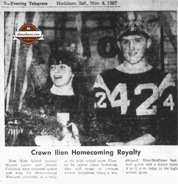 Herkimer Evening Telegram - Crown Ilion Homecoming Royalty - IHS 1968