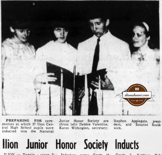 Herkimer Evening Telegram - Ilion Junior Honor Society Inducts - IHS 1970