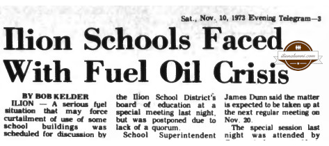 Herkimer Evening Telegram - Ilion Schools Faced With Fuel Oil Crisis - Class of 1974